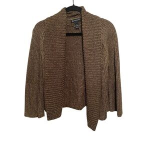 Inc International Concepts Women's Brown/Gold Knit Open‎ Cardigan Size XL